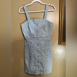 American Eagle Outfitters Light Blue Button-Front Mini Dress